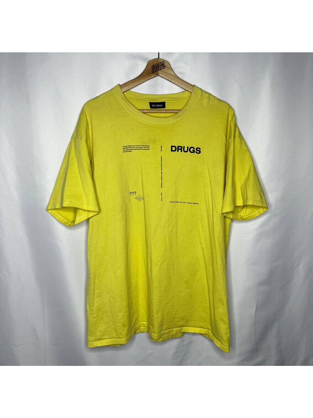 2018 Raf Simons Drugs Tee in Yellow L
